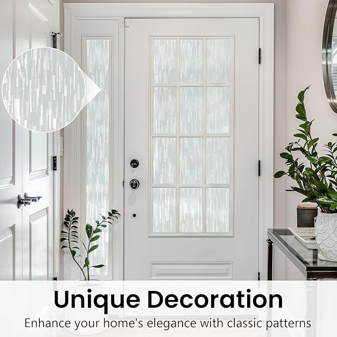 Haton Window Privacy Film, Frosted Glass Static Cling Sun Heat Blocking Window - Image 5