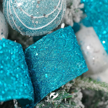 HUIHUANG Turquoise Glitter Wired Ribbon - Image 4