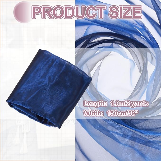 MECCANIXITY Iridescent Sheer Organza Fabric, 2 Yards x 59 Inches Solid - Image 2