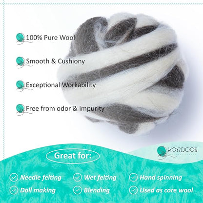 Kondoos Natural Wool roving, 8 OZ. Best - Image 3