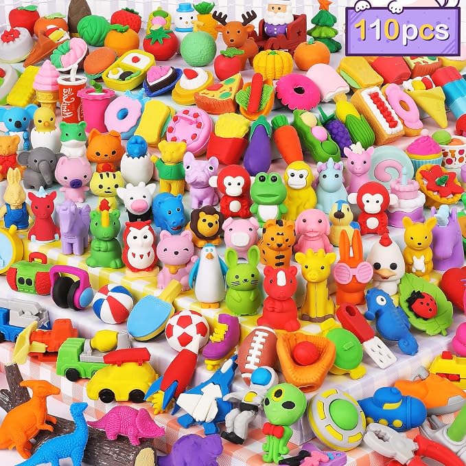 Arscniek 110 Pack Animal Erasers by Arscniektoysforkid