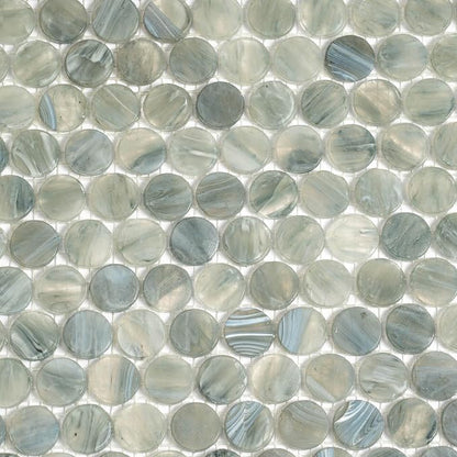 Mixed Gray Penny Round Mosaic Glass Tile – Sample Swatch- 4"x5" - Image 4