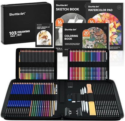 Shuttle Art 103 PCS Drawing Kit, Professional Drawing Supplies by ShuttleArt