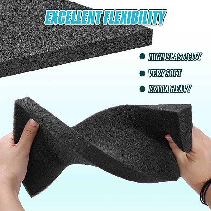 Black Packing Foam Sheets- 8PCS Cuttable Polyurethane Foam Pads Polyurethane - Image 4
