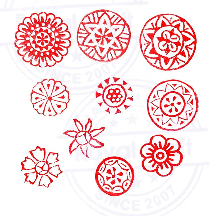 Henna Print Stamps Classy Small Round Shape Wooden Blocks Htag2155 - Image 3
