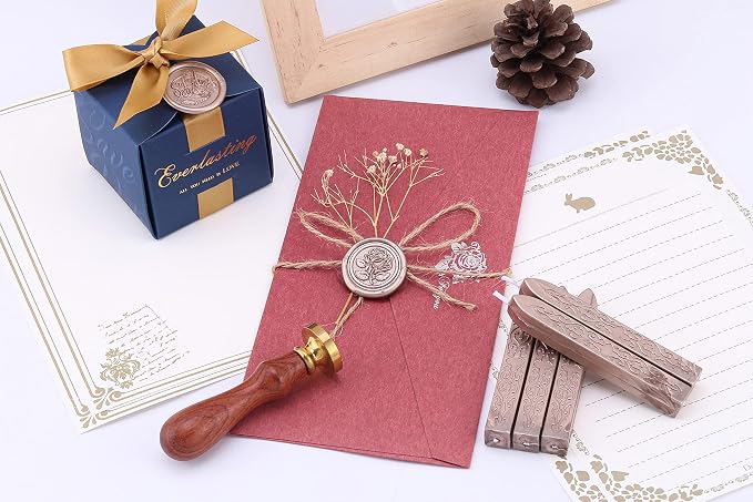 Yoption 5 Pieces Sealing Wax Sticks, Antique Champagne Gold Totem Fire - Image 5