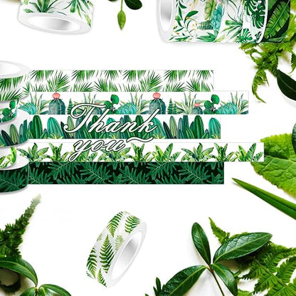 12 Rolls Greenery Washi Tape Set, Summer Tropical Leaves Masking Tape - Image 7