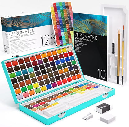 CHROMATEK Watercolor Paint Set – 128 Vibrant Colors by Chromatek