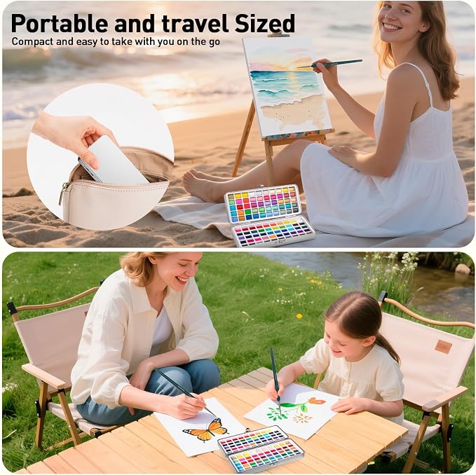 Watercolor Paint Set 100 Colors botkc Travel Water Colors kit - Image 5