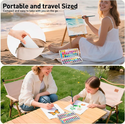 Watercolor Paint Set 100 Colors botkc Travel Water Colors kit - Image 5