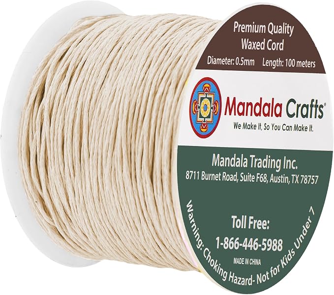 Mandala Crafts 0.5mm 109 Yards Cream Cotton Waxed Cord - Image 2