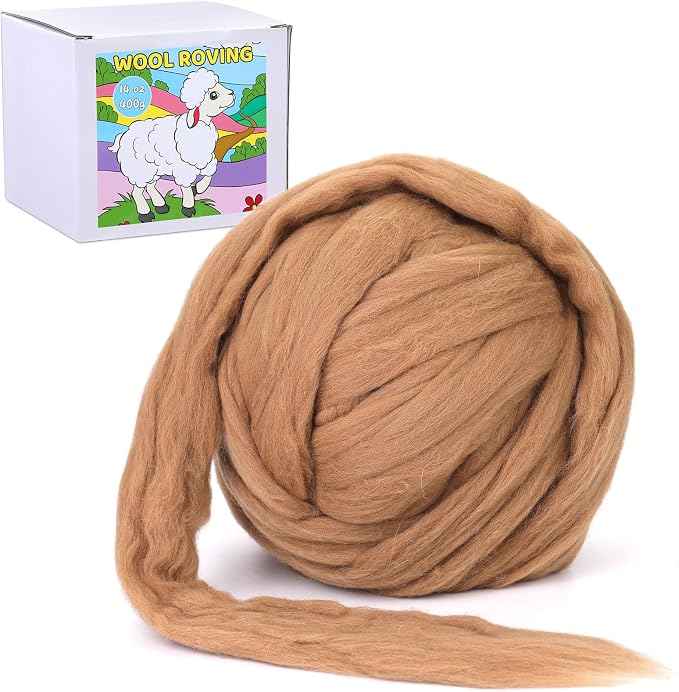 QMNNMA Wool Roving 0.88 lb, Colored Natural Wool Roving by Qmnnma