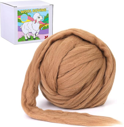 QMNNMA Wool Roving 0.88 lb, Colored Natural Wool Roving by Qmnnma