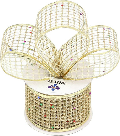 MEEDEE Champagne Gold Glitter Ribbon - Image 7