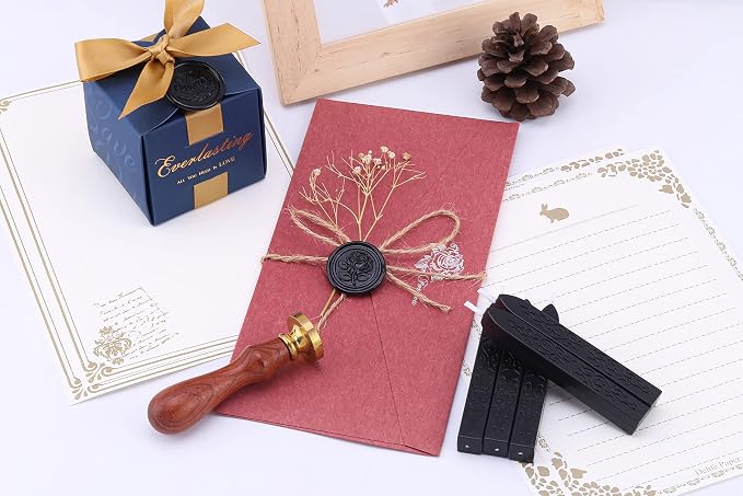Yoption 5 Pieces Black Sealing Wax Sticks, Antique Totem Fire Manuscript Wax - Image 5