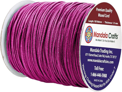Mandala Crafts 1.5mm 109 Yards Dark Violet Cotton Waxed Cord - Image 2