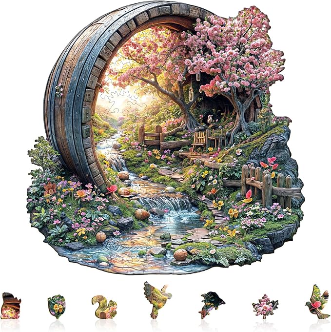 Wooden Puzzles for Adults, Spring Flower Wooden Jigsaw Puzzle for Adults by KAAYEEDirect