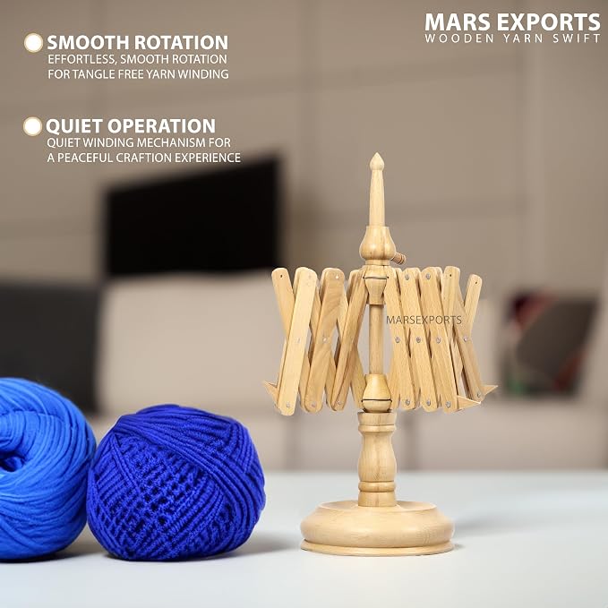 Wooden Yarn Winder with Swift – Manual Yarn Ball Winding Tool - Image 6