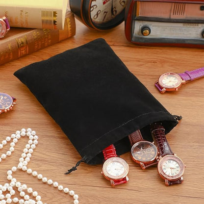 100 Pcs 4 x 6 Inch Velvet Drawstring Bags Small Jewelry Pouches Black Velvet - Image 4