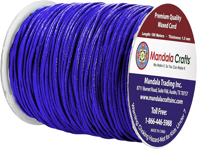 Mandala Crafts 1.5mm 109 Yards Indigo Cotton Waxed Cord - Image 2