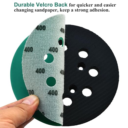 5-Inch 8-Hole Wet Dry Sanding Discs 400 Grit, Polyester Film Backed Heavy-Duty - Image 5