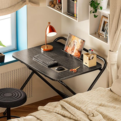 Huuger Folding Desk with 3-Level Adjustable Height and Tablet Slot, 24 Inch - Image 3