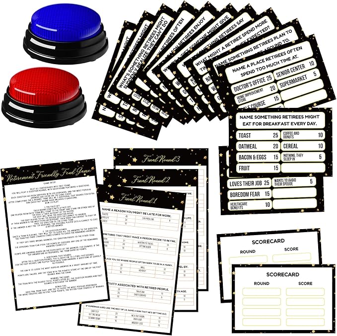 20 Pcs Retirement Friendly Feud Game Set Retirement Party Game Trivia Quiz by Humyoun