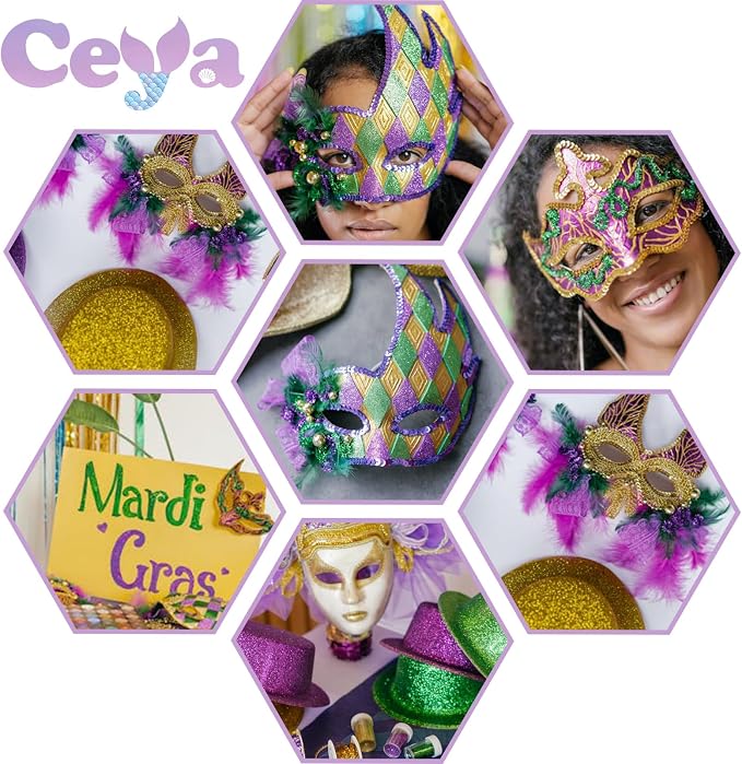 Ceya Chunky Glitter, 4.9oz/ 140g Mardi gras Craft Glitter Powder Mixed Fine - Image 5
