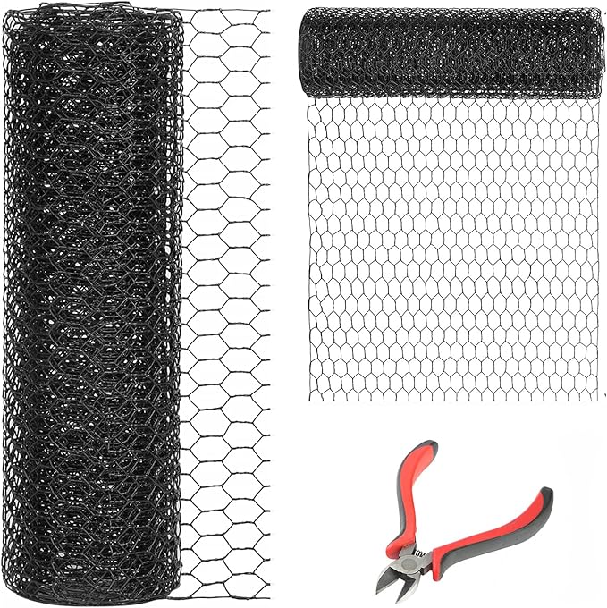 36'' x 150' Black Chicken Wire Mesh Fence, 20 Gauge Galvanized Poultry Netting by DOLEMODUO
