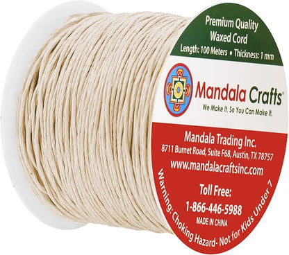 Mandala Crafts 1mm 109 Yards Cream Cotton Waxed Cord - Image 2