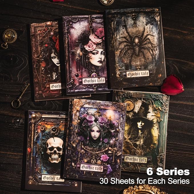 Gothic Scrapbook Paper Set, Scrapbooking, DIY Projects, and Art Supplies - Image 2