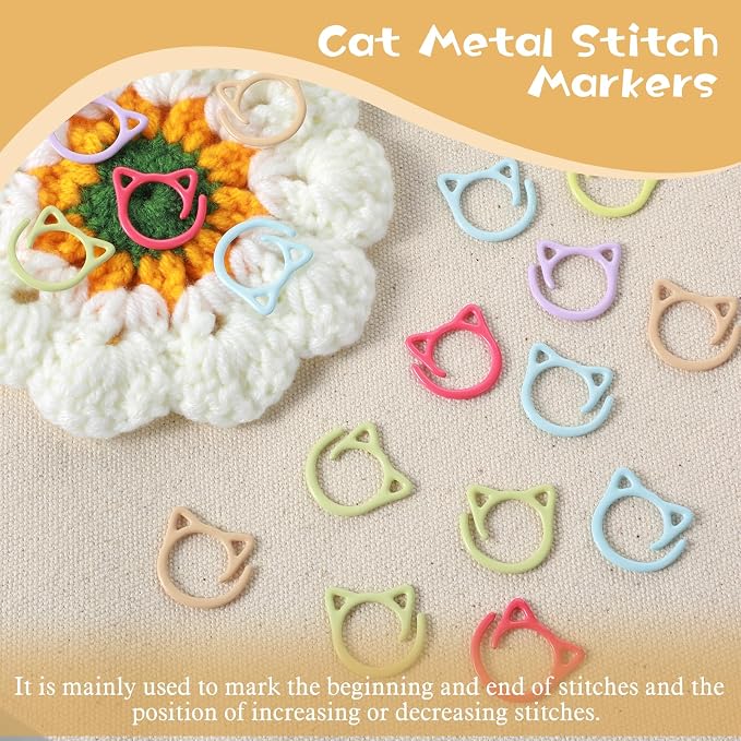 36Pcs Cat Stitch Markers for Crocheting, Cat Metal Crochet Stitch Marker Ring - Image 4