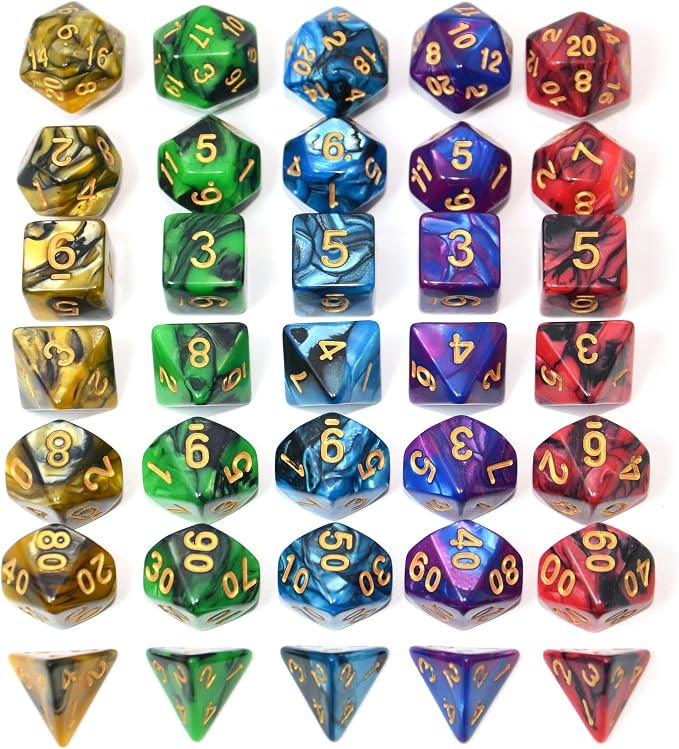 SmartDealsPro 5 x 7-Die Double-Colors Polyhedral Dice Sets - Image 2
