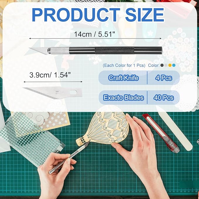 MECCANIXITY 4 Pcs Exacto Knife, Craft Hobby Knife - Image 2