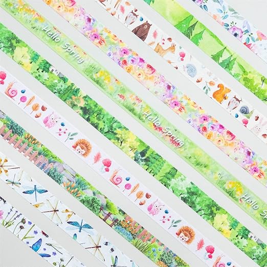 YUBBAEX 10 Rolls Four Seasons Washi Tape Set Green Grass Flowers Masking - Image 5