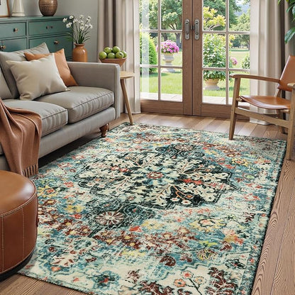 Lahome Bohemian Floral Medallion Area Rug by Lahome