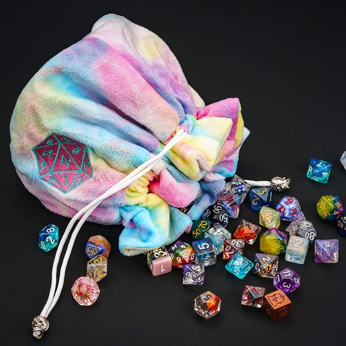 Large Dice Bags with Pockets Rainbow Storage Bag D20 Logo - Image 5