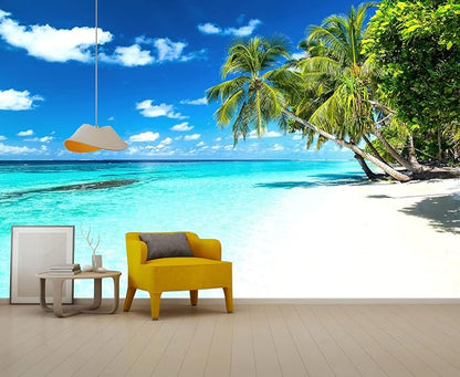 Palm Tree Wall Mural Tropic Paradise Beach Seascape Murals Wallpaper - Image 6