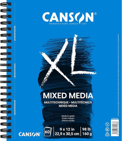Canson XL Series Mixed Media Pad, Side Wire, 9x12 inches, 60 Sheets – by Canson