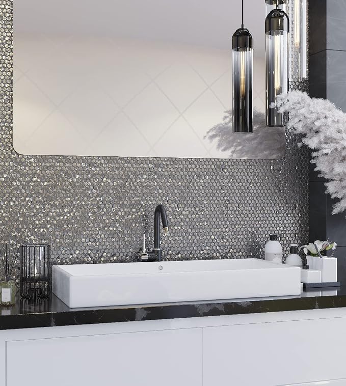 Glass Penny Round 1.03 sq ft/Piece Pack of 1, Kitchen Backsplash, Shower Walls - Image 3
