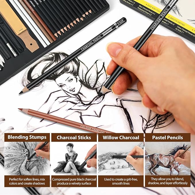 Sketch Pencils for Drawing, Graphite Pencil, Charcoal Pencil, - Image 5