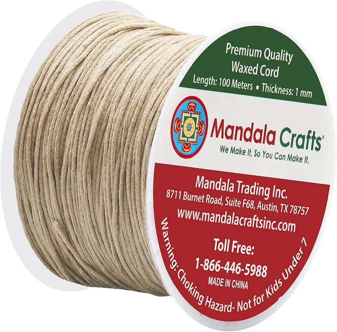 Mandala Crafts 1mm 109 Yards Natural Cotton Waxed Cord - Image 2