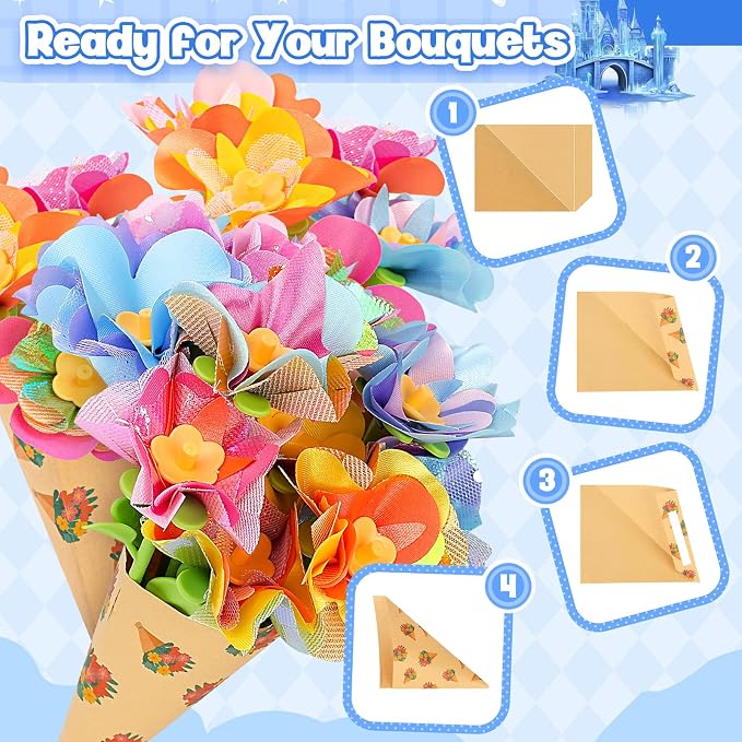 cosone Arts and Crafts Kits for Kids Age 3-12, Fabric Flower Bouquets Toys - Image 8