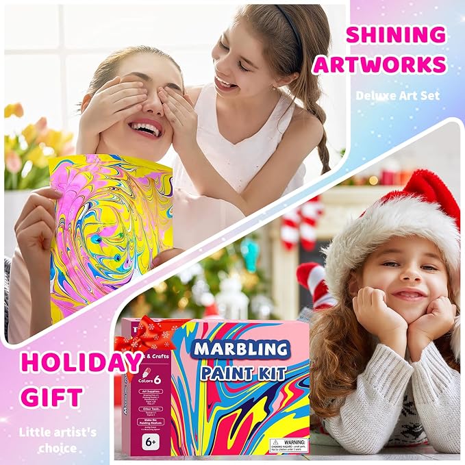 Water Marbling Paint for Kids, Art Supplies for Kids, Arts and Crafts for Girls - Image 5