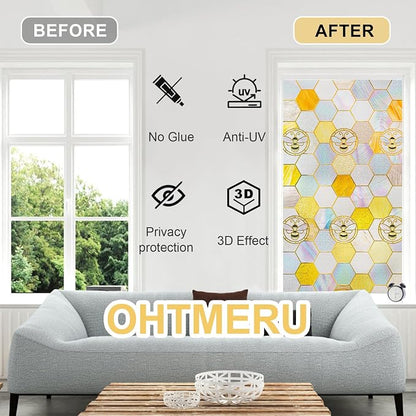 3D Stained Glass Window Privacy Film, Heat Control UV Blocking Static Cling - Image 2