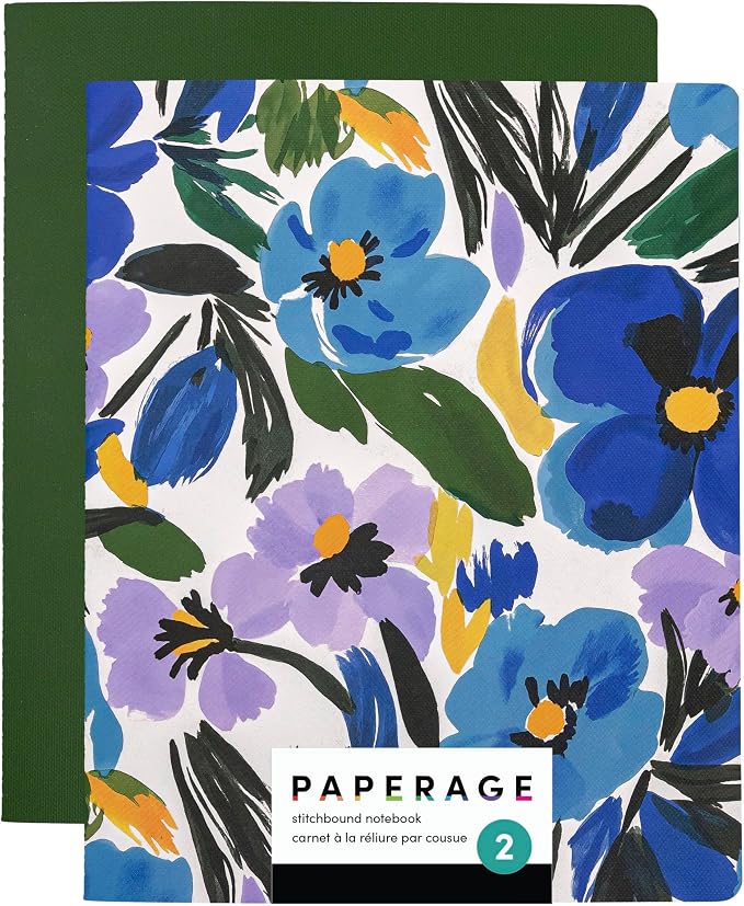 PAPERAGE Soft Cover Lined Journal Notebook, 2 Pack, 100 Pages, Large 7.5 inches by PAPERAGE
