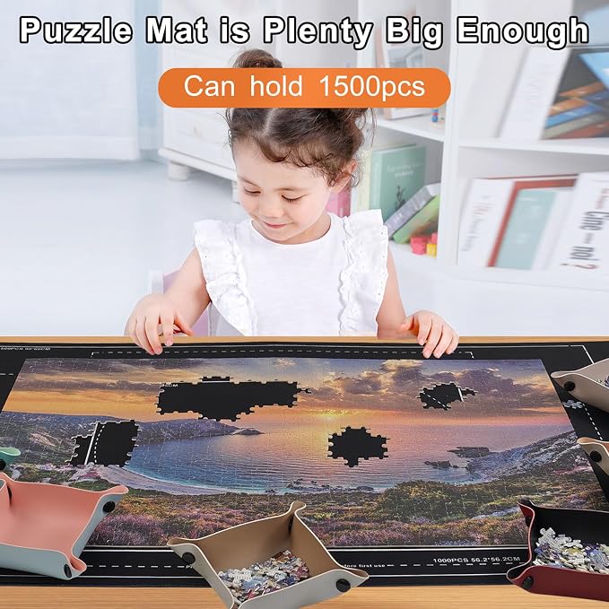 Napzy Rubber Puzzle Mat, Puzzle Matt Rollup, 1500 Piece Puzzles Play Mat Has - Image 8