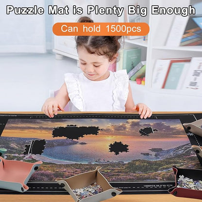 Napzy Rubber Puzzle Mat, Puzzle Matt Rollup, 1500 Piece Puzzles Play Mat Has - Image 8