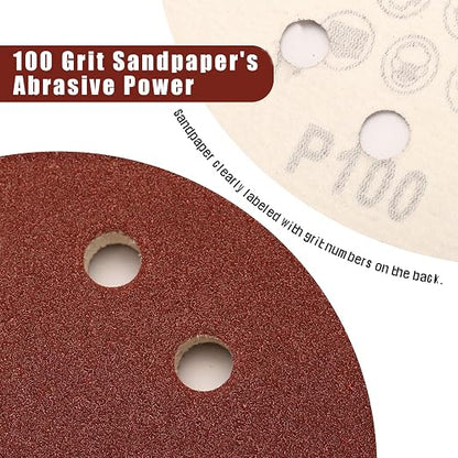 100 Grit 5 Inch Sanding Discs Hook and Loop Sandpaper - Image 2