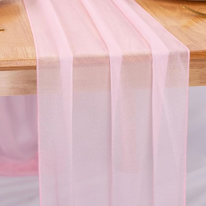 1 Pack Chiffon Table Runner Blushing Pink 12 x 120 Inches Sheer Table Runner by RUIYOK